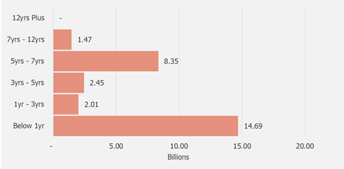 Credit issuance by maturity bucket for the first quarter of 2021